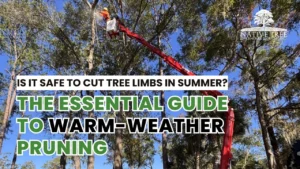 Guide on safe summer tree limb pruning, addressing essential tips for warm-weather maintenance.