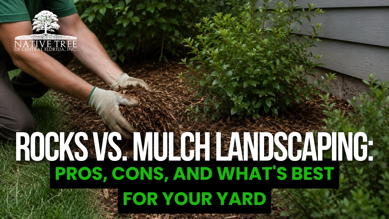 Comparison of rocks and mulch for landscaping, highlighting pros, cons, and recommendations for yard improvement.