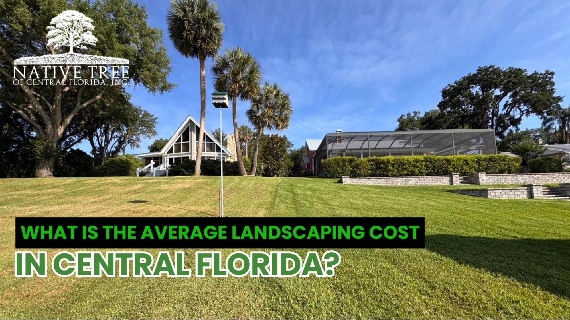 Average landscaping cost in Central Florida, featuring various plants and design elements in a residential setting.