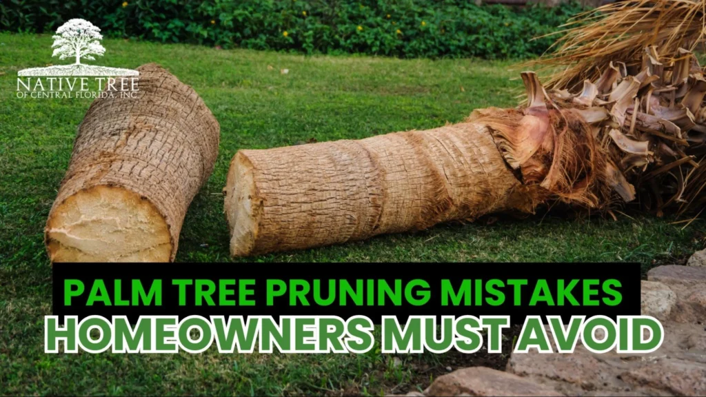 A guide illustrating the steps for pruning palm trees, featuring techniques for effective maintenance.