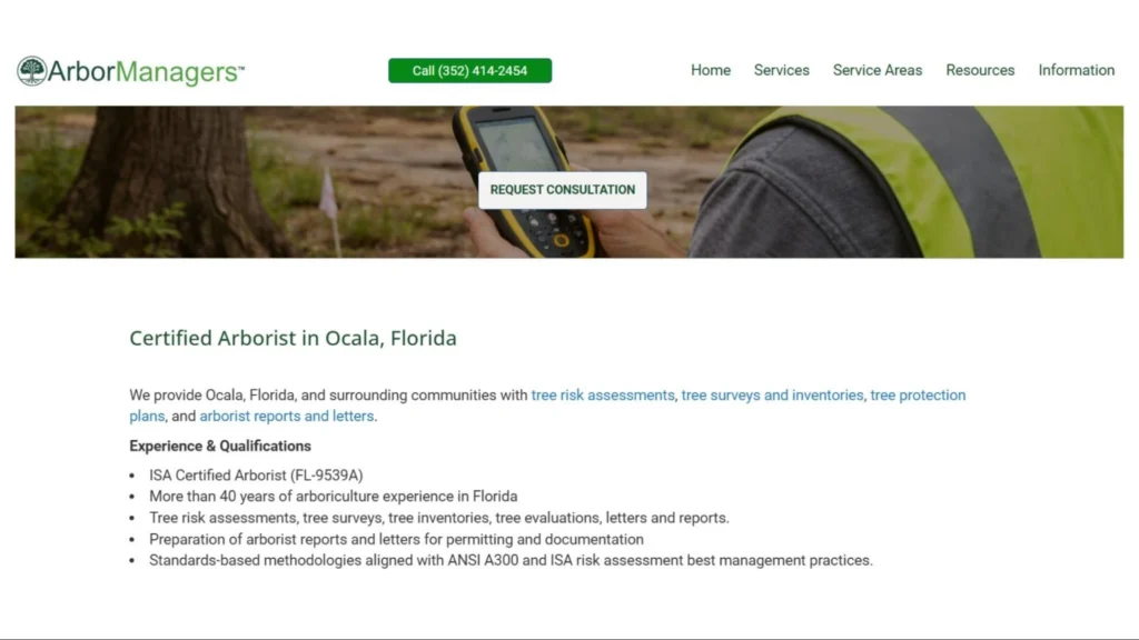 Certified Arborist in Florida, showcasing professional credentials and expertise in account management.