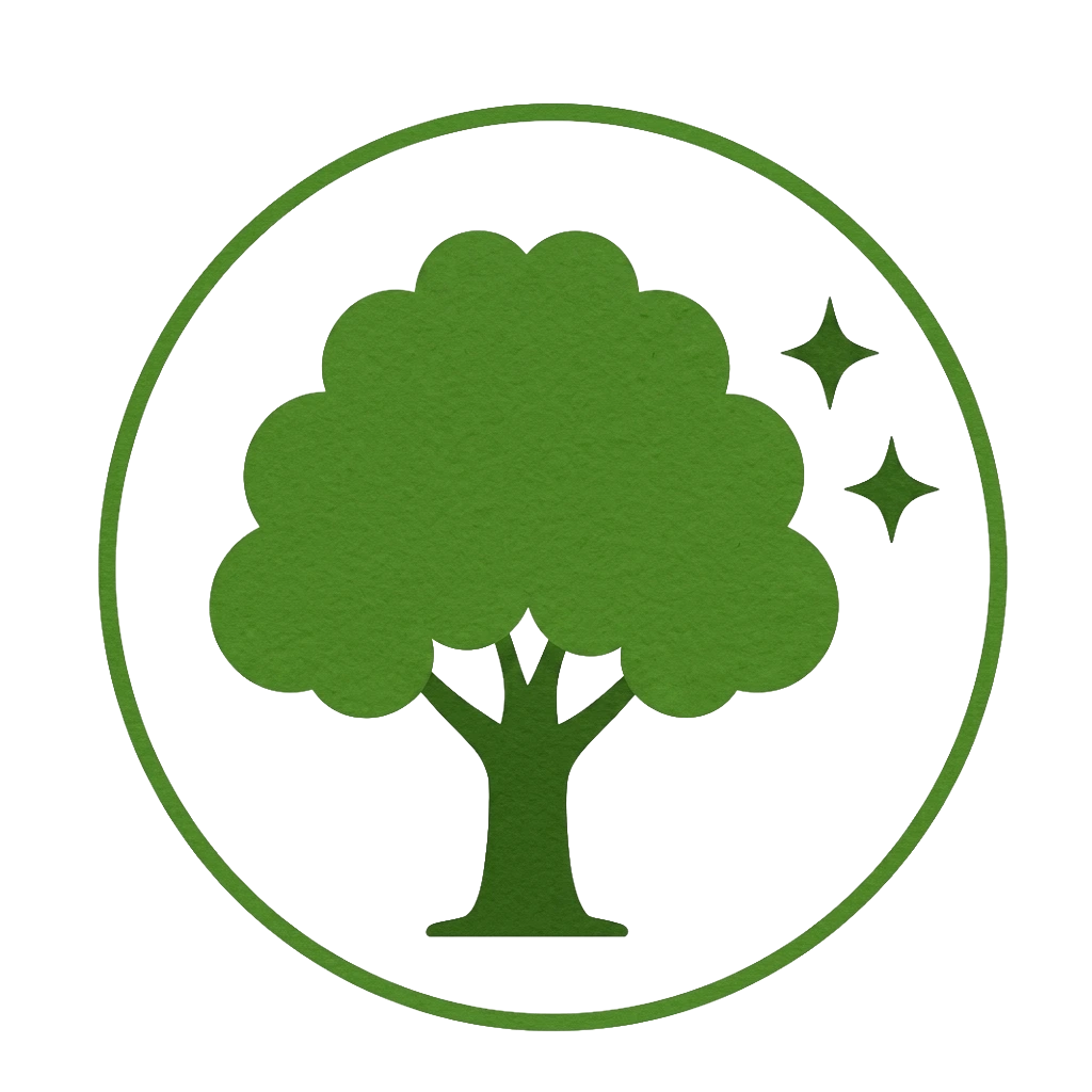 A green tree adorned with stars, symbolizing enhanced curb appeal and a professional landscape aesthetic.