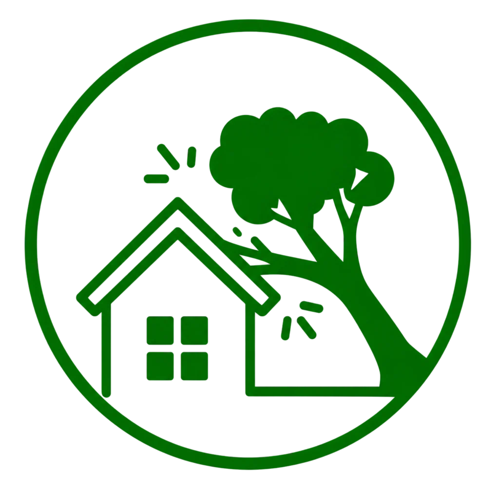 Green shield featuring a tree and check mark, symbolizing enhanced property safety and environmental protection.