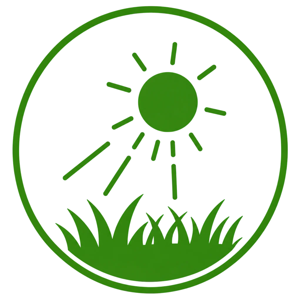 A green sun above a circular patch of grass, symbolizing increased sunlight exposure.