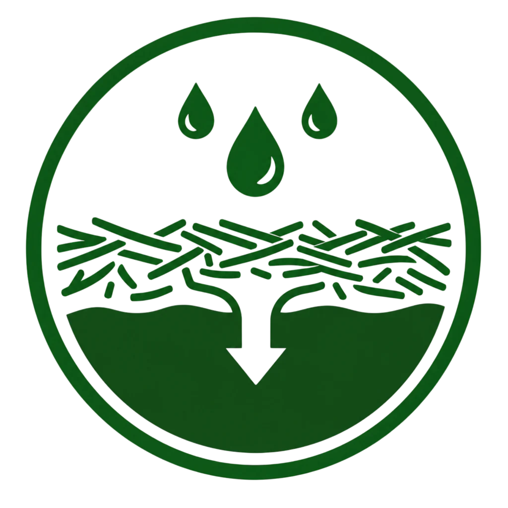 Logo of the Green Water Company, symbolizing efforts to reduce soil erosion through sustainable practices.
