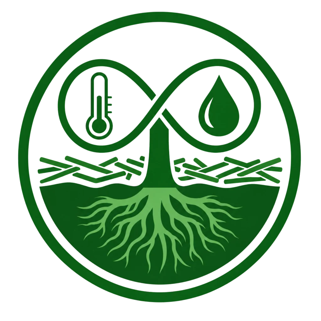 Logo of the Green Energy Alliance, featuring a stylized leaf and sun, symbolizing sustainable energy and environmental stewardship.