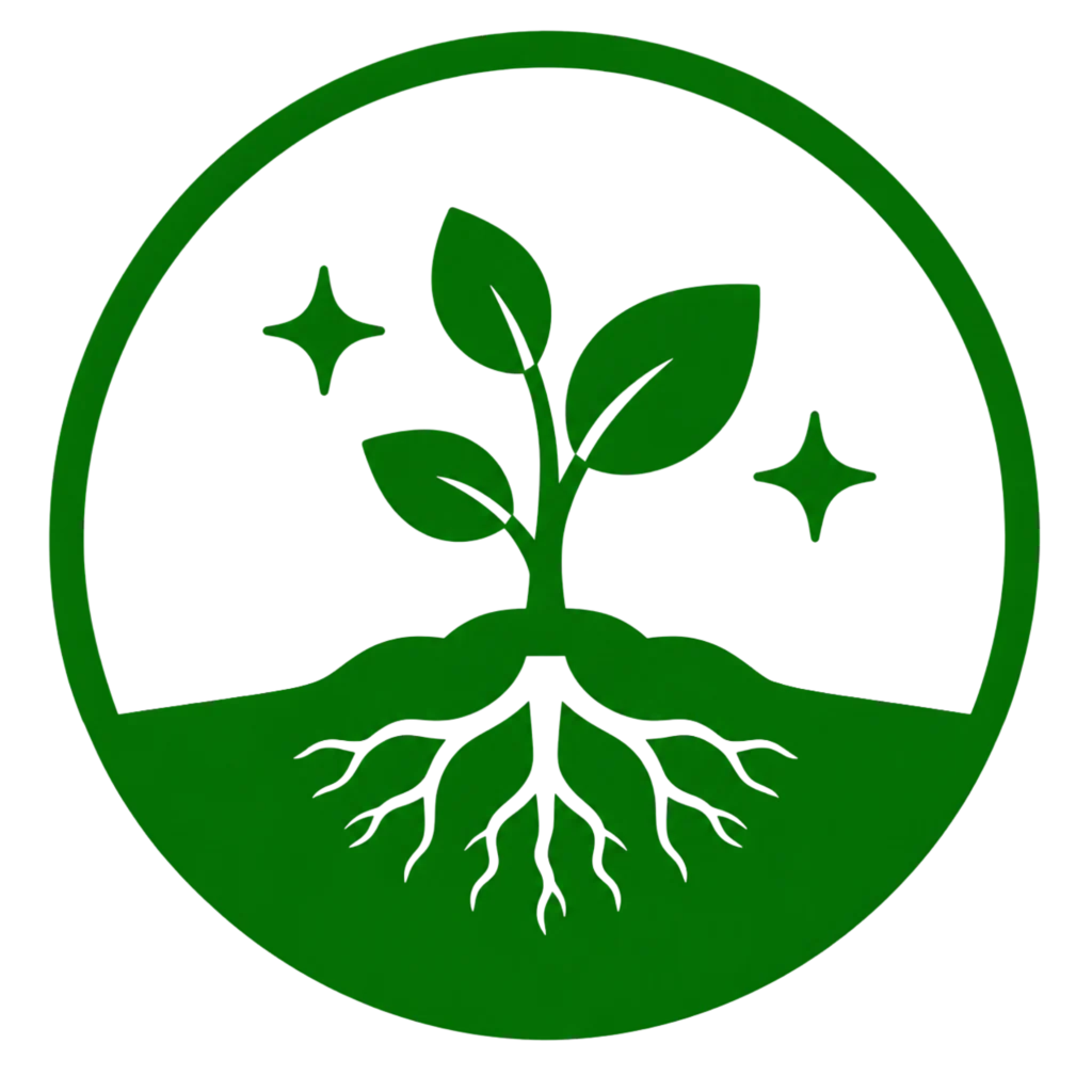 Logo of a green plant symbolizing health and vitality in gardening and plant care.